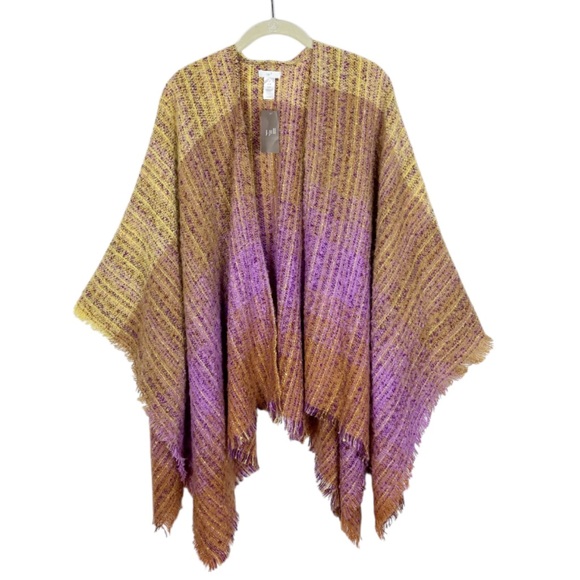 J. Jill Poncho Shawl Fringe Open Front Size XL-3X - Picture 6 of 6